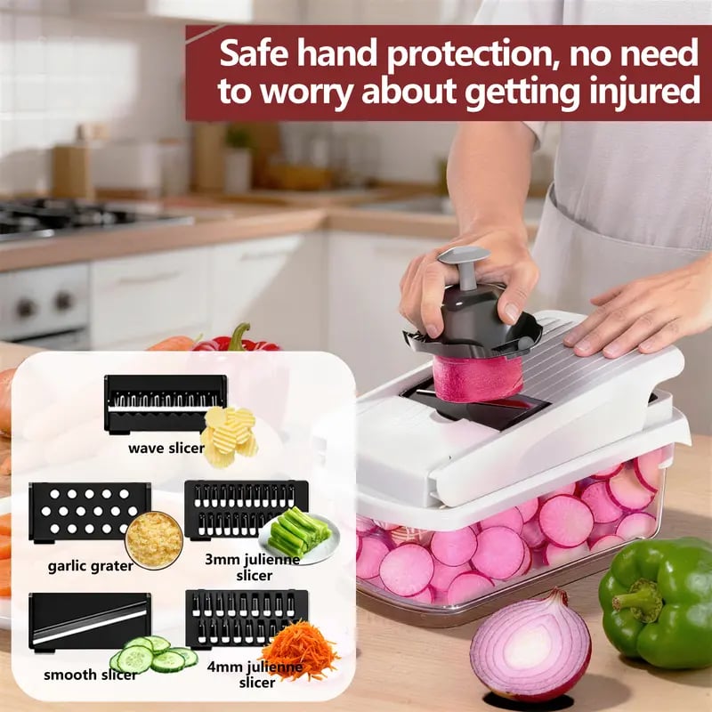 🔥Last Day Promotion-70% OFF 💥15-in-1 Vegetable Chopper | Multifunctional Food Cutter with Container