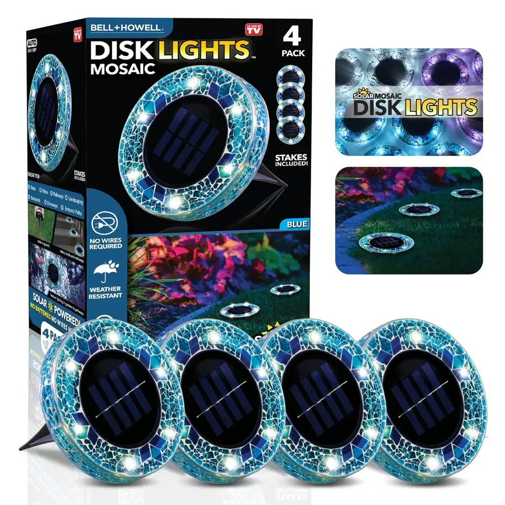 🛋️Solar Mosaic Disk Lights – Waterproof LED Pathway Lights with Auto On/Off