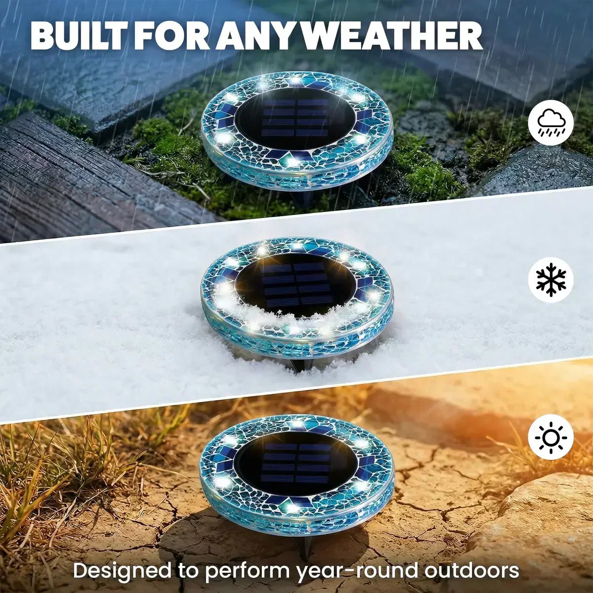 🛋️Solar Mosaic Disk Lights – Waterproof LED Pathway Lights with Auto On/Off