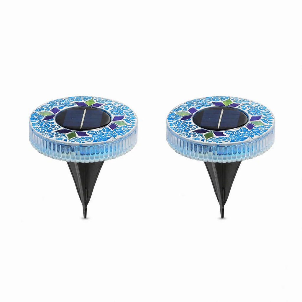 🛋️Solar Mosaic Disk Lights – Waterproof LED Pathway Lights with Auto On/Off