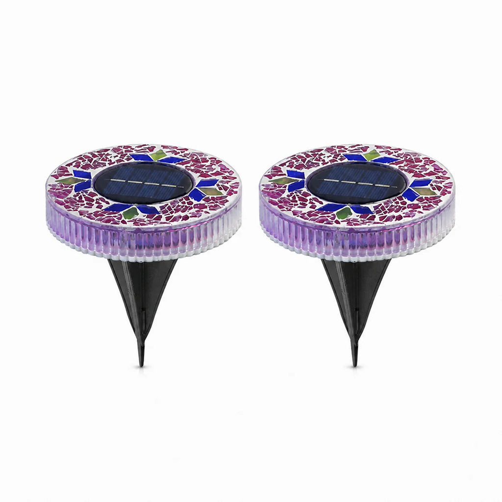 🛋️Solar Mosaic Disk Lights – Waterproof LED Pathway Lights with Auto On/Off