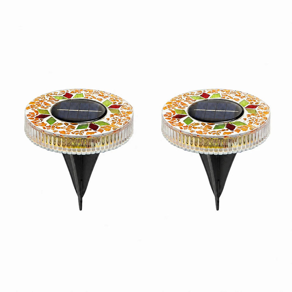 🛋️Solar Mosaic Disk Lights – Waterproof LED Pathway Lights with Auto On/Off