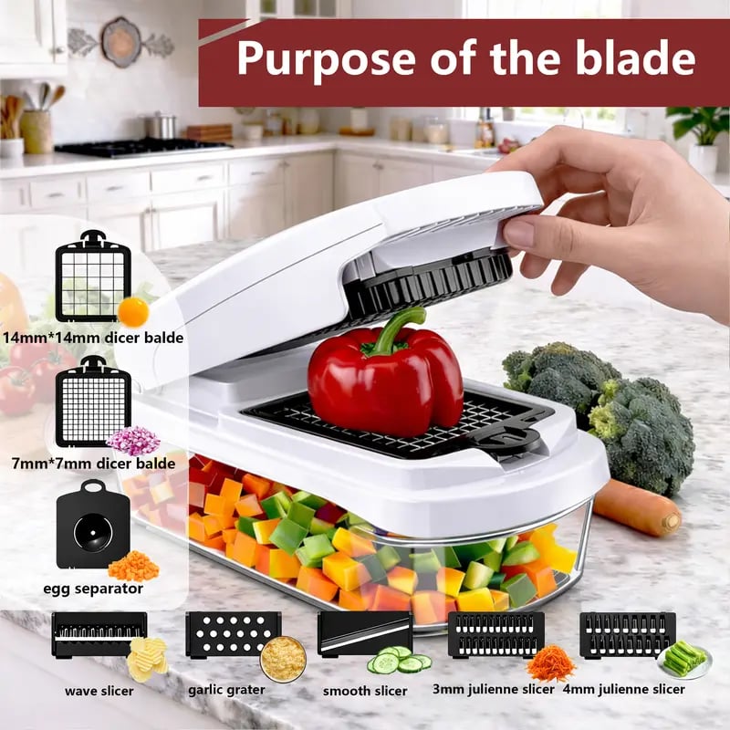 🔥Last Day Promotion-70% OFF 💥15-in-1 Vegetable Chopper | Multifunctional Food Cutter with Container