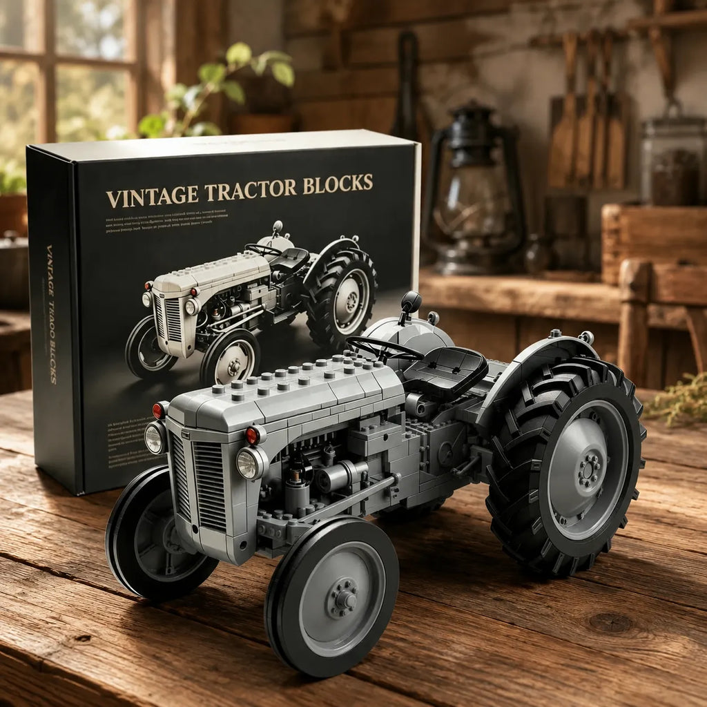 Classic 1948 Grey Farm Tractor Building Block Set – Vintage Field Edition