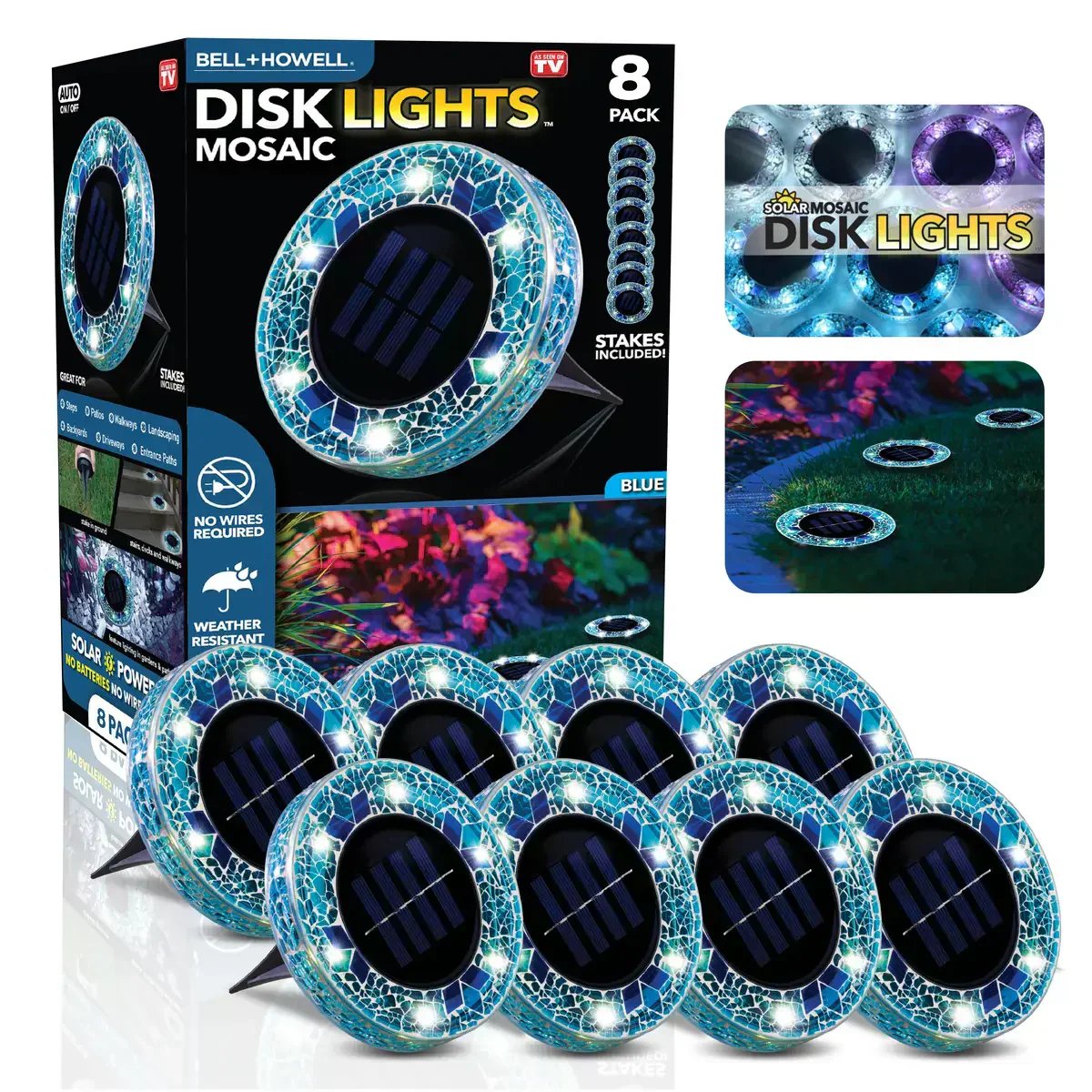 🛋️Solar Mosaic Disk Lights – Waterproof LED Pathway Lights with Auto On/Off