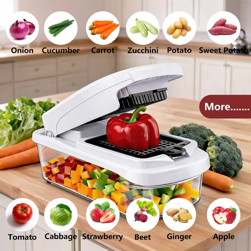 🔥Last Day Promotion-70% OFF 💥15-in-1 Vegetable Chopper | Multifunctional Food Cutter with Container