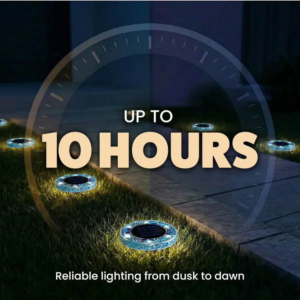 🛋️Solar Mosaic Disk Lights – Waterproof LED Pathway Lights with Auto On/Off