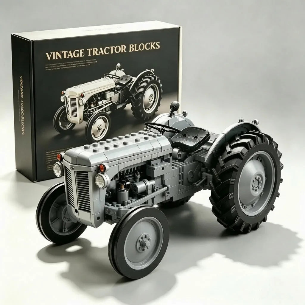 Classic 1948 Grey Farm Tractor Building Block Set – Vintage Field Edition