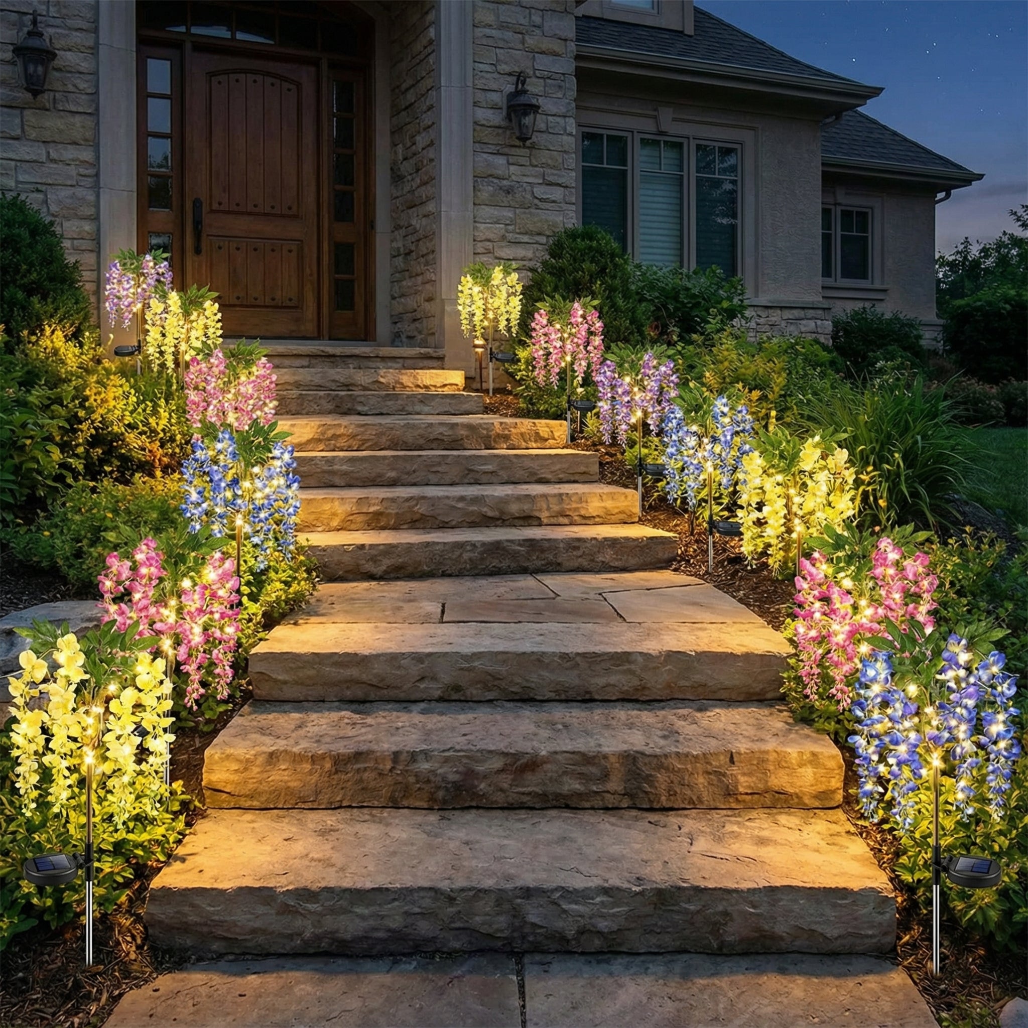 Solar LED Wisteria Flower Stake Lights for Outdoor Garden