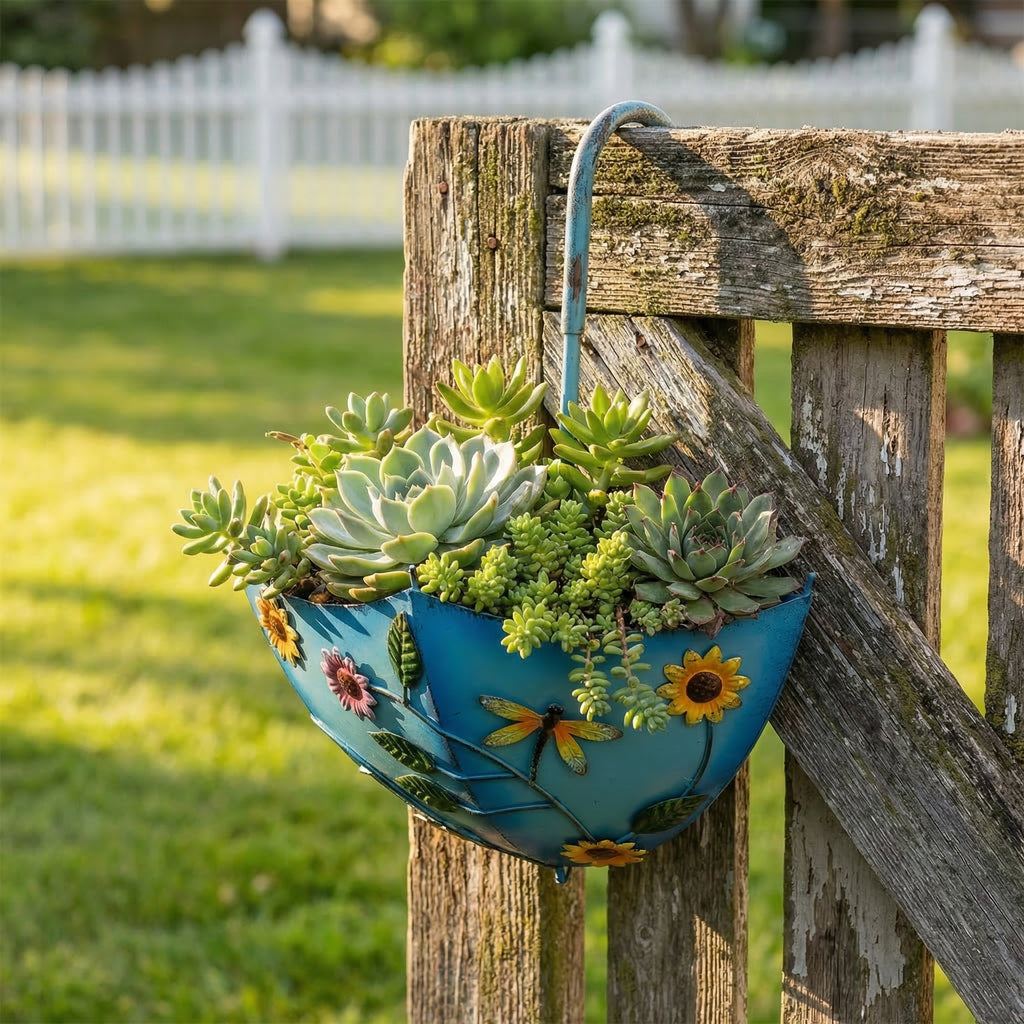 Umbrella-Shaped Wall Planter with Rotatable Handle & Drainage