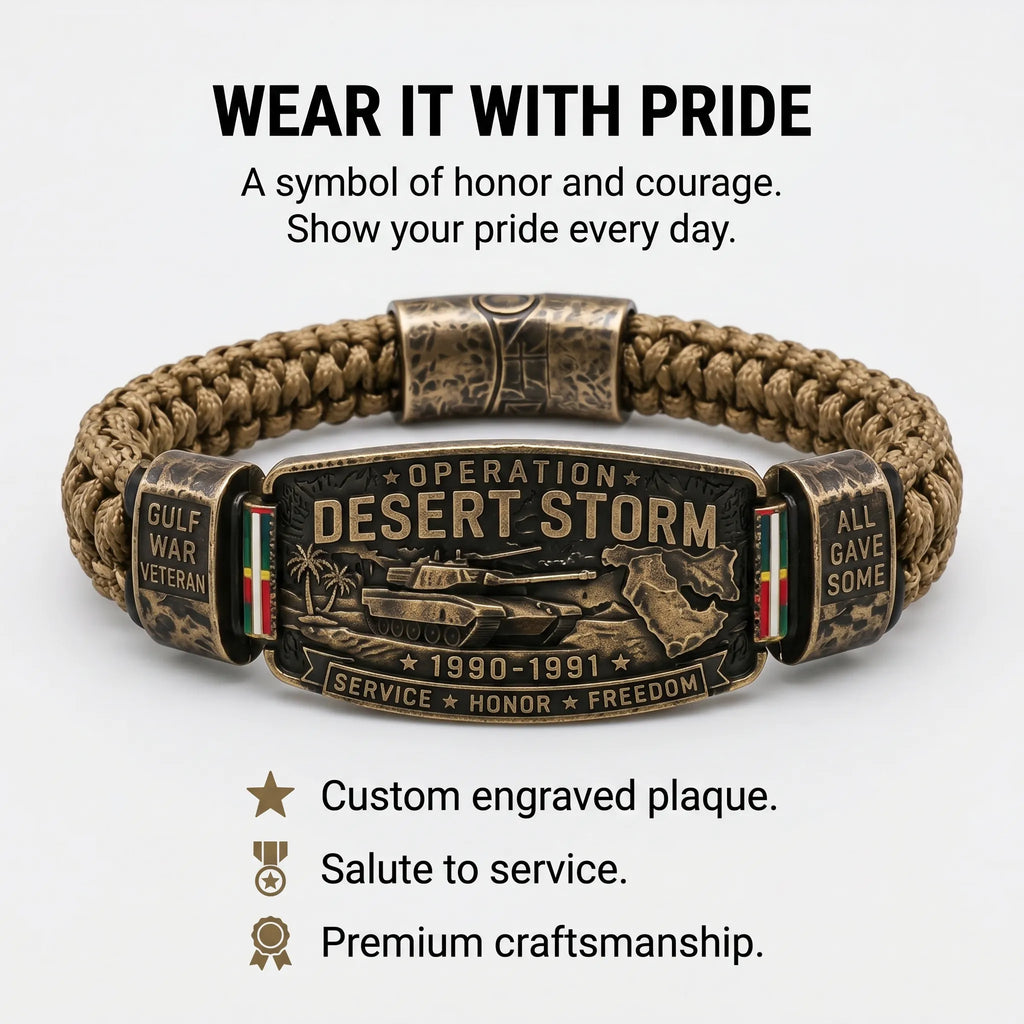 Operation Desert Storm Veteran Paracord Bracelet, Gulf War Service Memorial Honor Wristband