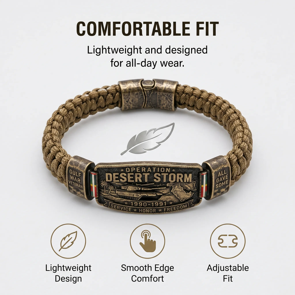 Operation Desert Storm Veteran Paracord Bracelet, Gulf War Service Memorial Honor Wristband