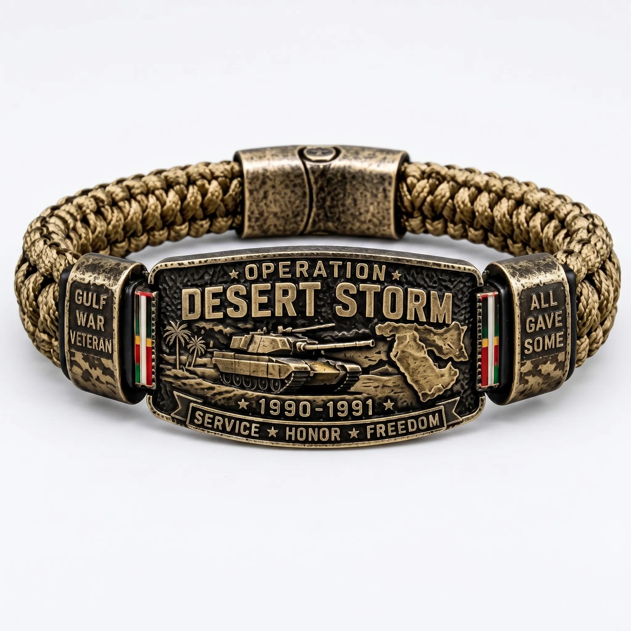 Operation Desert Storm Veteran Paracord Bracelet, Gulf War Service Memorial Honor Wristband