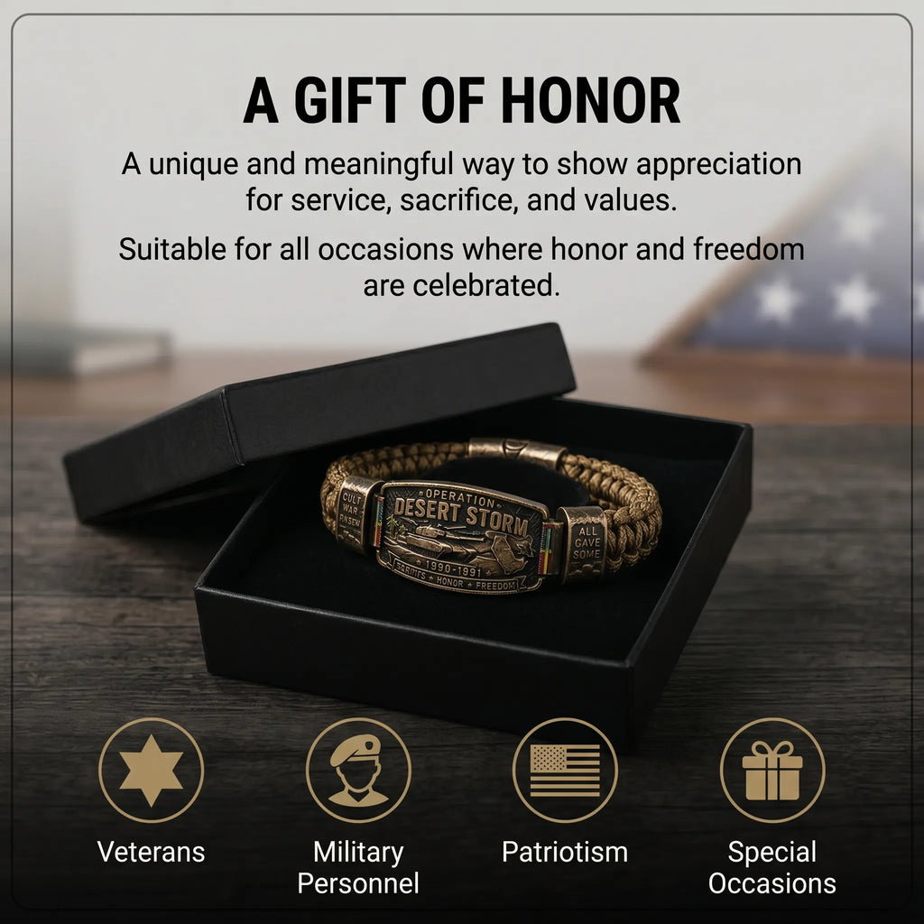 Operation Desert Storm Veteran Paracord Bracelet, Gulf War Service Memorial Honor Wristband