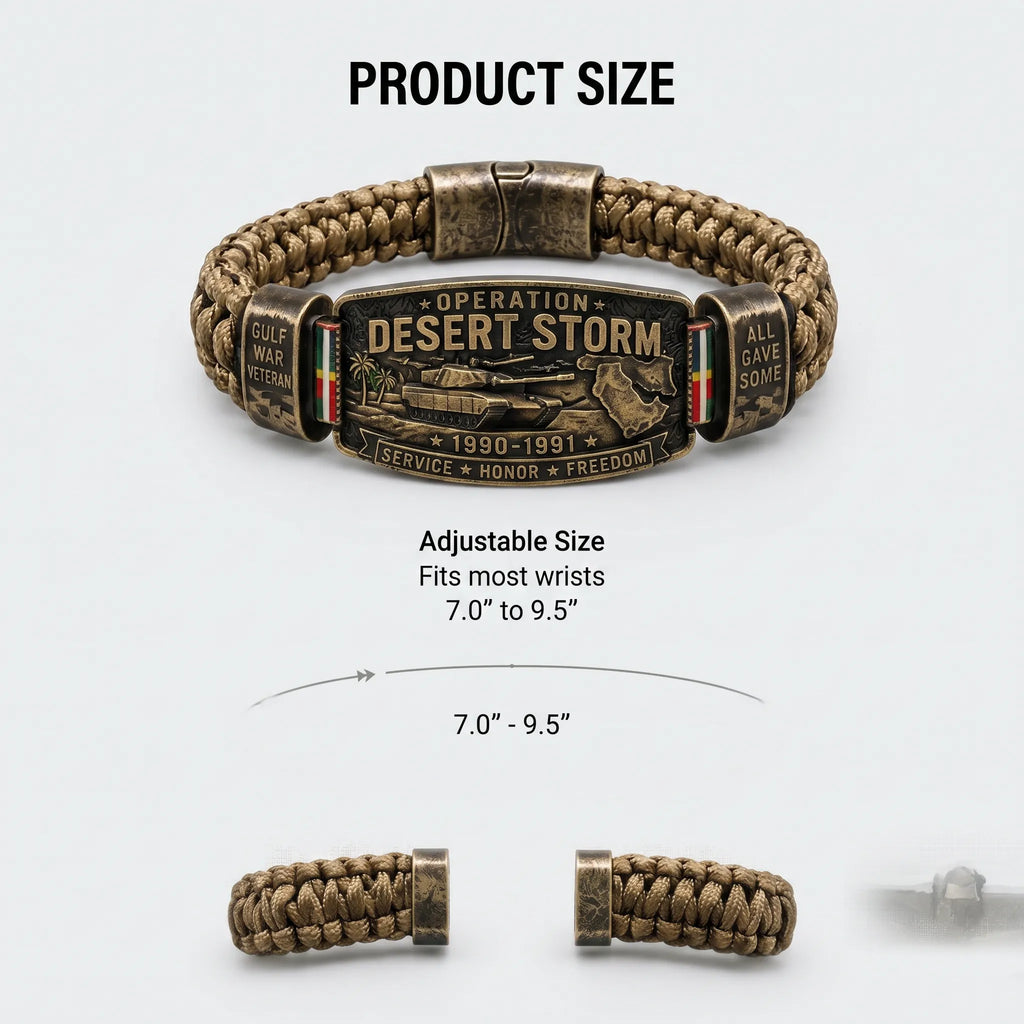 Operation Desert Storm Veteran Paracord Bracelet, Gulf War Service Memorial Honor Wristband