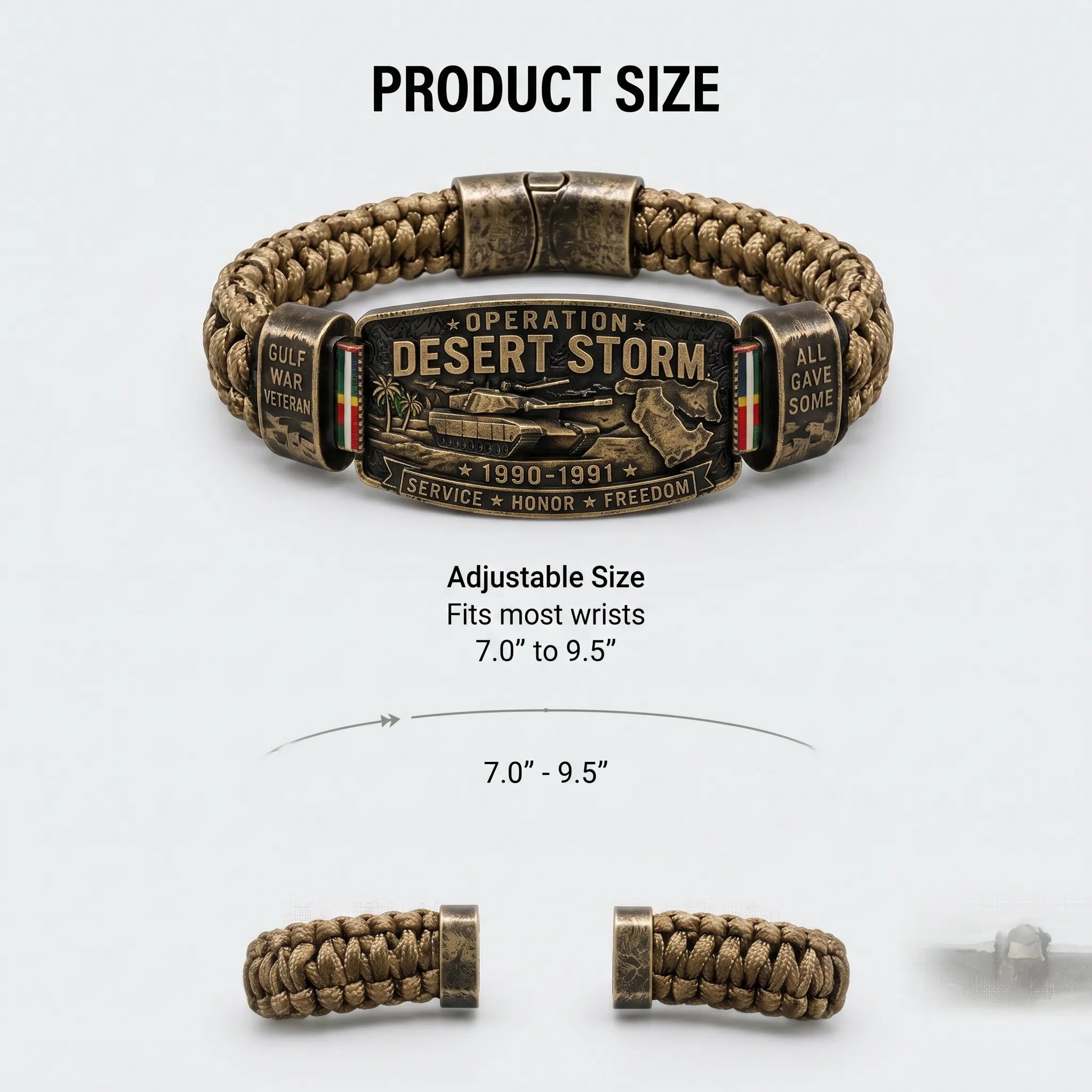 Operation Desert Storm Veteran Paracord Bracelet, Gulf War Service Memorial Honor Wristband